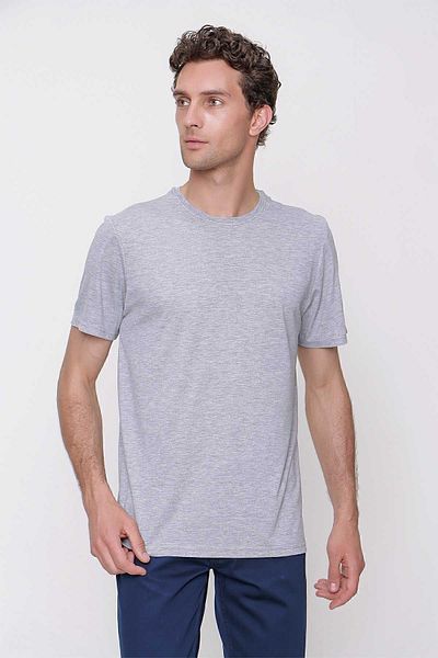 Morven Men's Gray Basic Plain 100% Cotton Crew Neck Slim Fit Slim Fit Short Sleeve T-Shirt