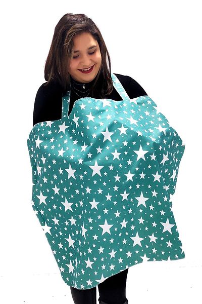 Bundera Adjustable Mother Breastfeeding Cover Washable Baby Breastfeeding Bib Green Star 85x70
