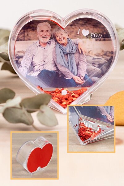 Bundera Kalp Şeklinde Su Küresi Fotoğraf Çerçevesi Sevgiliye Romantik
