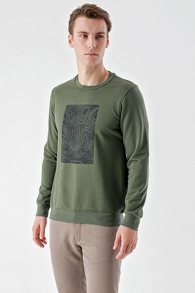 Morven Ανδρικό φούτερ με λαιμόκοψη Khaki Trend