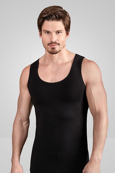 Berrak Men's Black Strappy Undershirt, Pack of 6