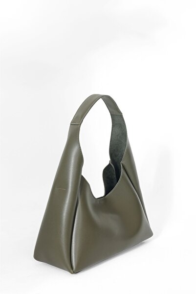 DENSİLA Geantă de mână și de umăr din piele artificială verde închis pentru f...