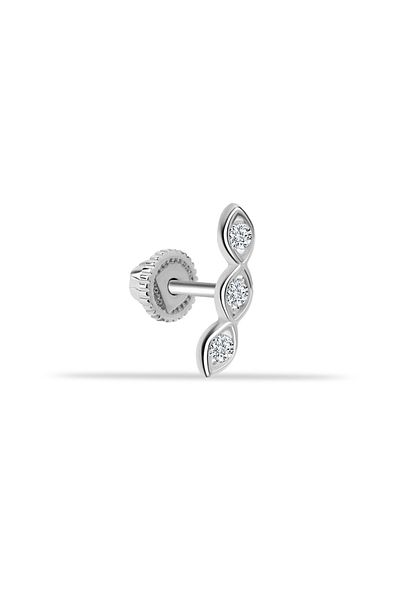 Dianora Piercing 14 Carat Gold Stone Leaf Minimal Helix Cartilage Piercing