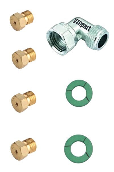 yzcpart Esty Uyumlu Aco5601w02 Ankastre Ocak Doğalgaz Dönüşüm Seti 7 mm Enjektör +Dirsek + 2 Adet Conta