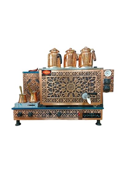 sistem Lpg Elk Osmanlı 3 Demlikli Bakır Çay Kazanı Tamotomatik - Yüksek Kalit...