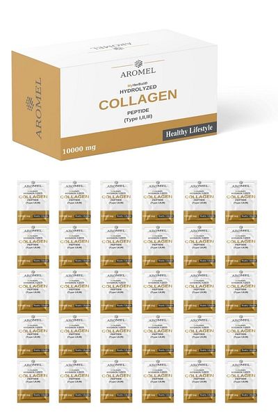 Aromel Gold Hydrolyzed Collagen - 30 Chassis 300 Gram, Type I III, 21 In One Collagen