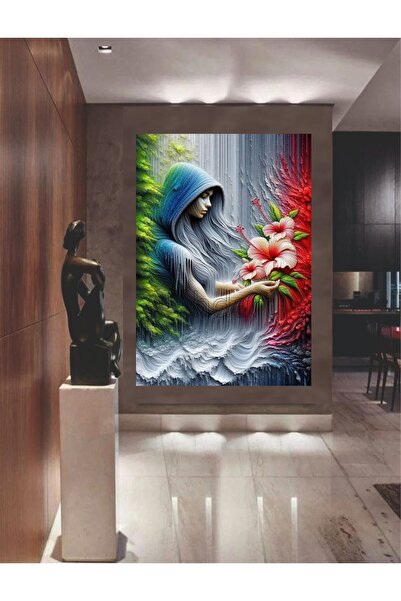 HDART Modern Soyut Çiçek Gül içerisinde kadın  Dekoratif Duvar Kanvas  Tablo ...