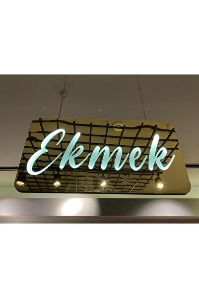 MYS Ekmek Yazılı Modern Gold Aynalı Beyaz Ledli Kalın Kasalı Tabela 55x30