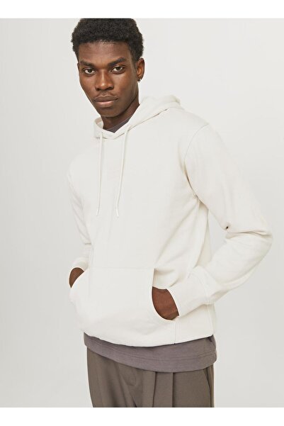 Jack & Jones Ανδρικό φούτερ με κουκούλα εκρού - 12256841 _JJHAKKAI SWEAT HOOD