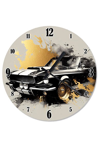 Tablo Mega Siyah Klasik Araba Analog Duvar Saati