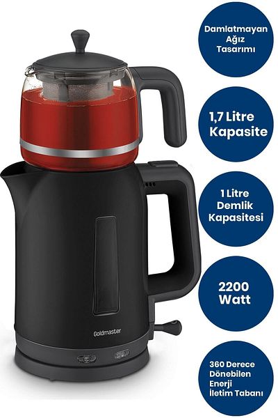 GOLDMASTER BPA-Free Tea Maker And Kettle With Friendly Glass Teapot