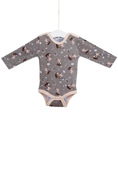 Aziz Bebe 1721 Baby Girl "gazelle" Printed Long Sleeve Badi with Snap Fasteners