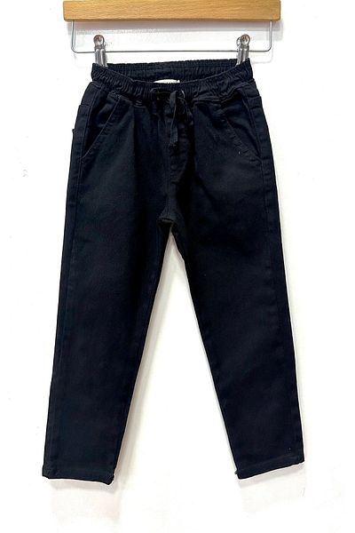 rois kids Black Elastic Waist Pants for Kids