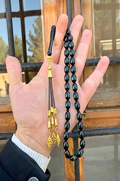 Tesbih Dünyası Erkek Sürmeli Toz Kehribar Tesbih