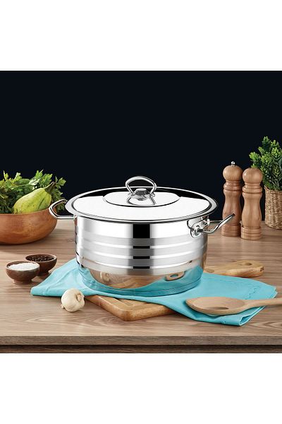 SAFINOX Flavia Steel Deep Pot 24X15 Cm-6.8 Liters