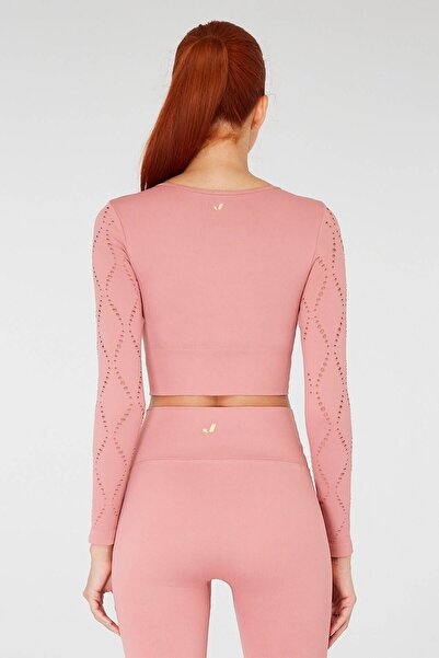 Jerf Naples Uzun Kol Crop Top Econyl Pembe