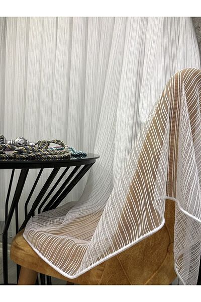 Taç Rüyaper Striped Tulle Curtain 1/3 (Sik) Pleated