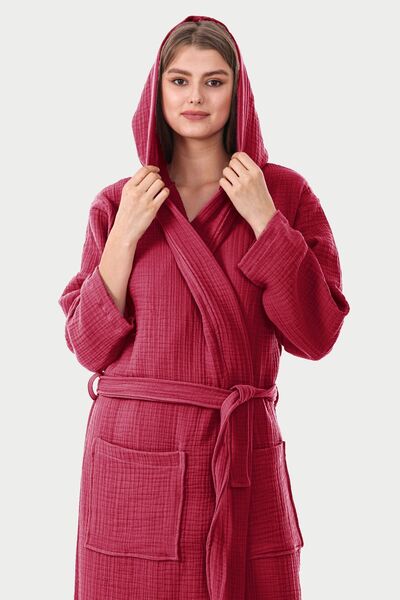 destinyhometex Унісекс халат з капюшоном, 4 шари, 100% органічна бавовна, пре...