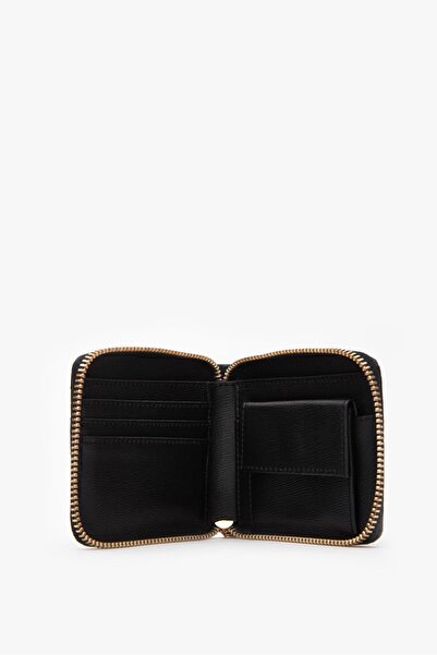 LOVENTA Embroidery Patterned Zippered Black Women's Wallet Belt