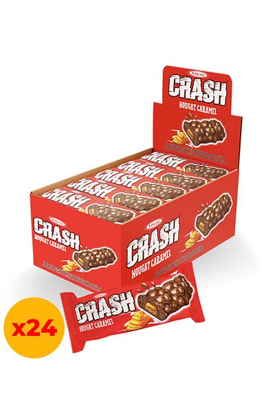 TAYAŞ Crash Nougat 40 Gram Caramel Rice Placket Bar Box - 24 Pieces Boxed