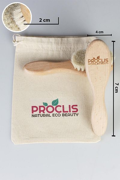 proclis Baby Hair Brush Natural Goat Hair Brush for Newborn Children Name Printable, Comb Gift