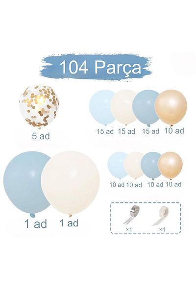 Öztürkpartievi Storm Blue Beige Gold Balloon Chain