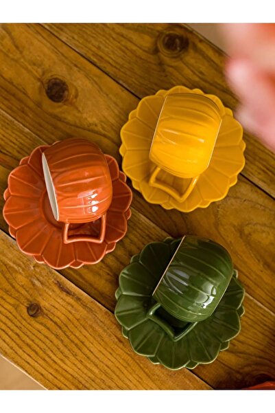 LC Waikiki Pumpkin Patterned Coffee Cup Set for 3 Persons 90 Ml