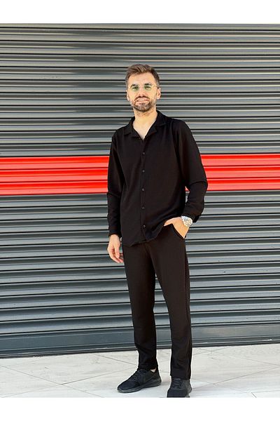 DWN WEAR Unisex Women'S-Men's Long Sleeve Shirt and Sweatpants Set - Premium Lycra Crepe Fabric