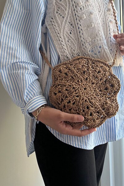 LARMİNACO Nusr Model Koyu Renk Hasır Handmade El Yapımı Yuvarlak Motifli Kadı...