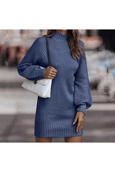 Bracha Удобна мини трикотажна рокля с жакардова щампа наполовина