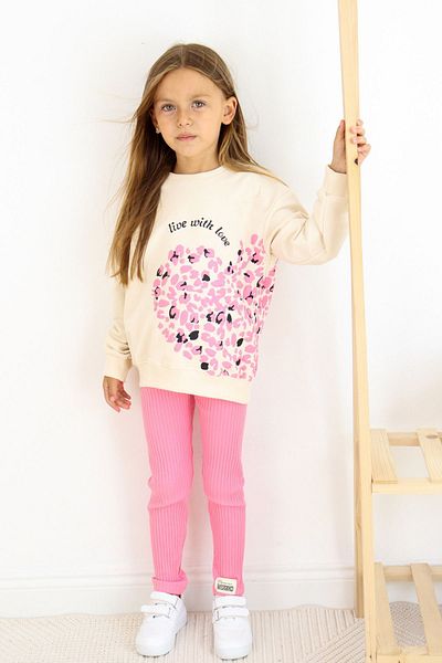 e-çocuk Girl's Top and Bottom Set Floral Printed Corded 6787