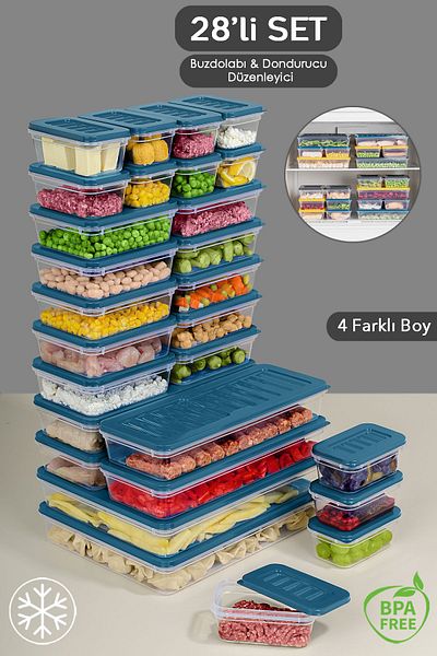 Meleni Home 28 Piece Microwave Compatible Organizer - Blue Storage Container