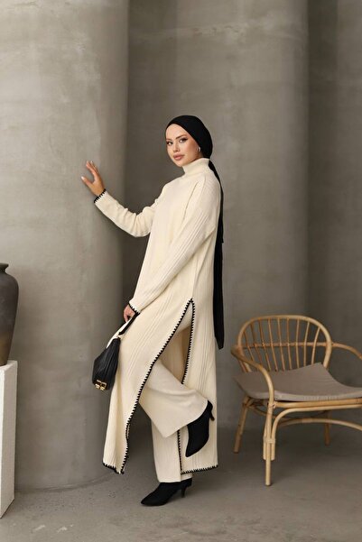 Neşeli Butik Nms020 - Women's Tunic and Trousers Set, Hijab Collar