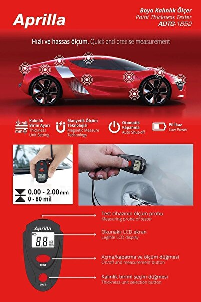 Aprilla Boya Kalınlık Ölçer & Paint Thickness Tester