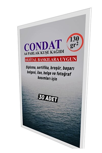 Condat A4 Parlak Kuşe Kağıt 30 Adet Dijital Baskı, Fotoğraf Ve Başarı Belgeleri Için