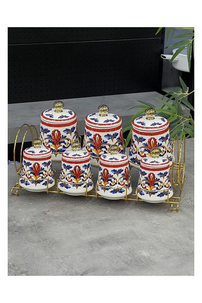 Doğudeko Belmond Red Luxury Porcelain 7-Piece Spice Set