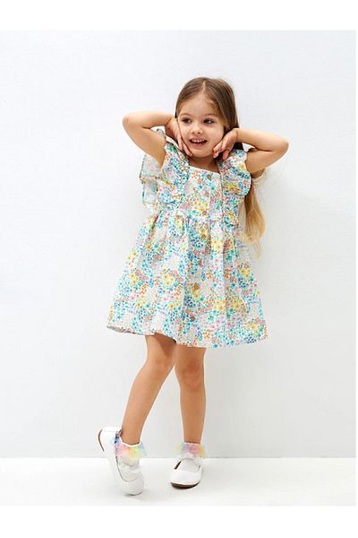 LC Waikiki LCW baby Square Collar Patterned Baby Girl Dress