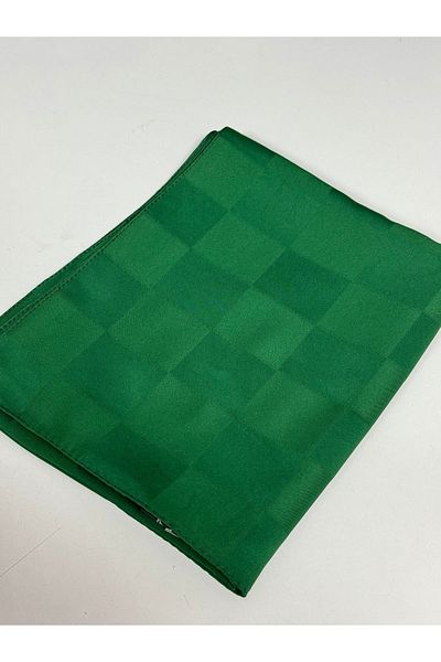 hijabchi Premium Emerald Imported Checkerboard Μοτίβο Μεταξένιο Ζακάρ Σάλι