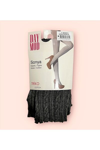 Daymod Tricotaj Sonya de damă, antracit, din bumbac, chiloți groși cu model