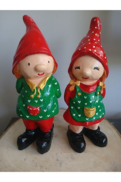 RENKLİMASALTASARIMLAR Yılbaşı El Yapımı Bahçe Decor Cüce 2'li Set