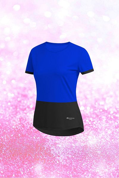 POSEIDON STORM Tricou cu mânecă scurtă, cu gât rotund, din țesătură albastră Dri-fit, fără imprimeu, S-3xl