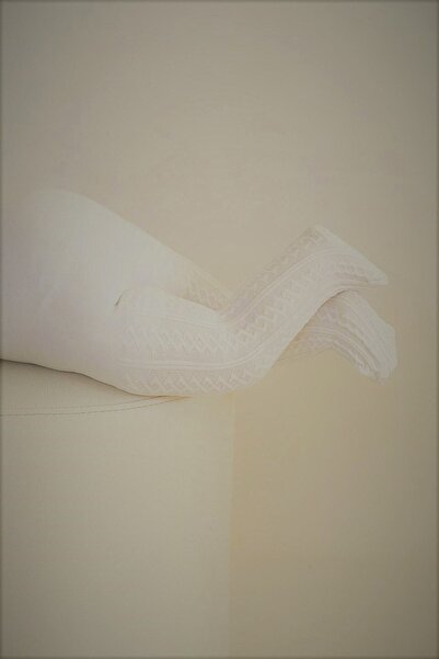 Dore Bebek Ekru Ayça Kendinden Desenli Mus Külotlu Çorap