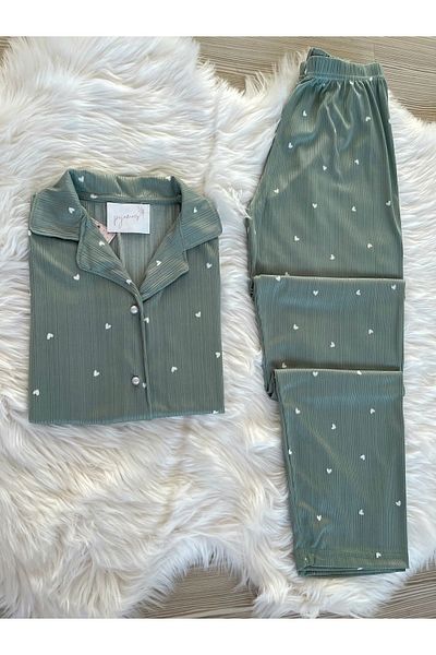 Pijamacs Set de pijamale cu mânecă scurtă cu imprimeu Pegasus verde