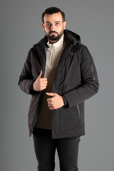JR9 Men's Black Hooded Puffer Jacket 5615