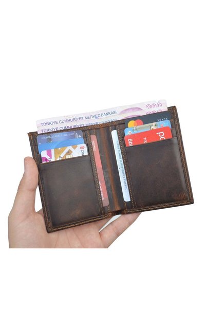 en deri Genuine Leather Wallet Tan Wallet with Plenty of Card Slots Leather Wallet