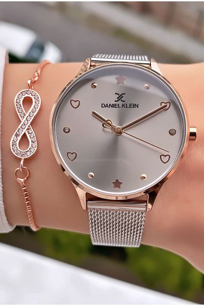 Daniel Klein Silver Women's Wristwatch and Bracelet Gift