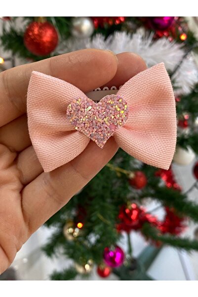 Toka Perisi Saçsız Bebek Tokası Pudra Pembe Kalpli Toka