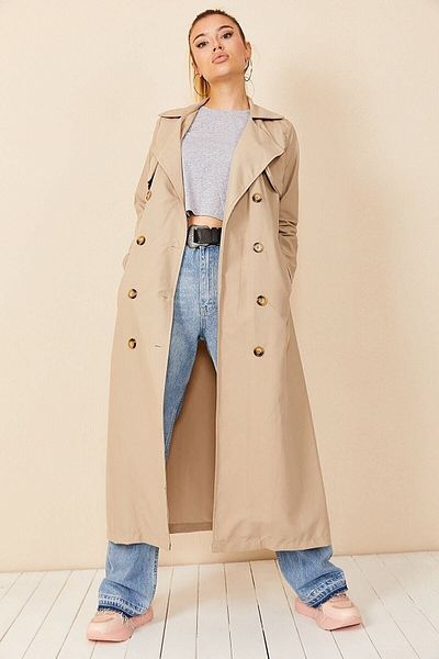 HAKKE Zweireihiger Trenchcoat mit Kragendetail