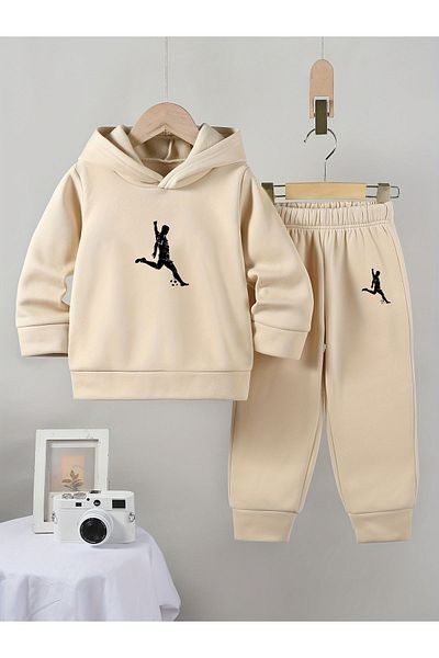 Let's Wear Boy's Premium Football Player Printed Sweatshirt and Tracksuit Set - 2 Piece Sports Set