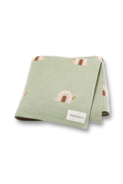 Battani.Co تريكو محبوك بطانية طفل لفتاة وصبي طفل النعناع الحلزون 85 سم × 85 سم